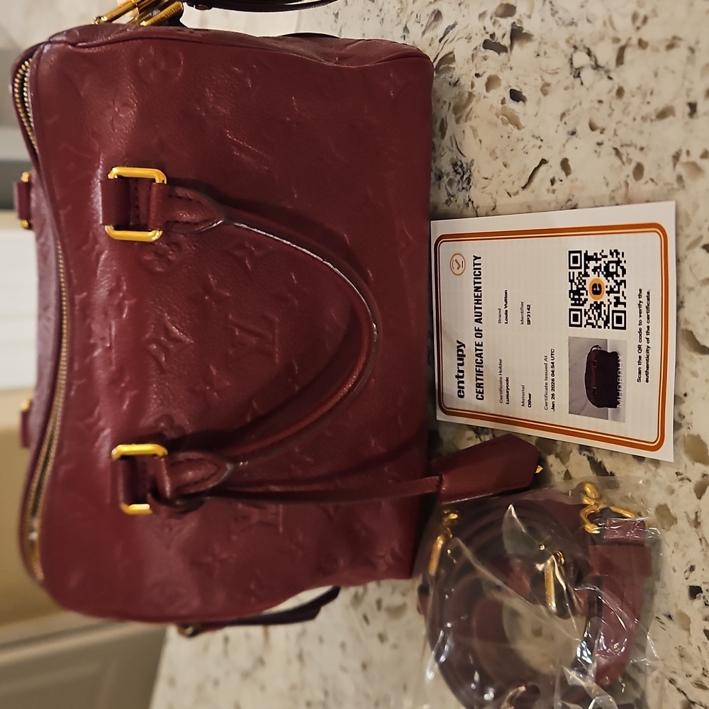 Louis Vuitton Empreinte RARE!! Speedy 25 Burgundy Calfskin Bag 18735255 With COA